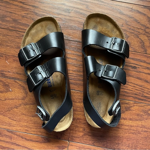 Birkenstock Milano Sandal, Black, Soft bed, EUC, 9, eu 40 - Picture 1 of 8